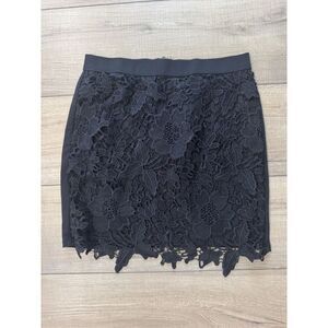 American Eagle Women’s Pencil Skirt 4 Black Floral Crochet Lace Y2K
